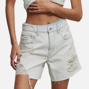 Urban Outfitters BDG Dropped Waist Destroy Short Light Wash Denim